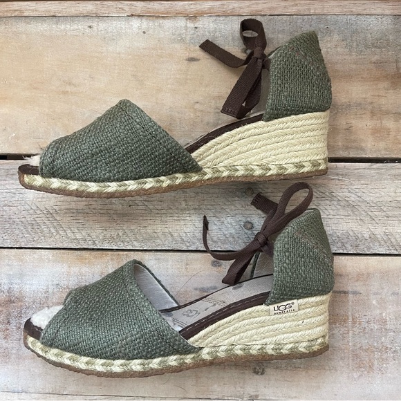 UGG Green and Brown Espadrille Wedges - Picture 6 of 13